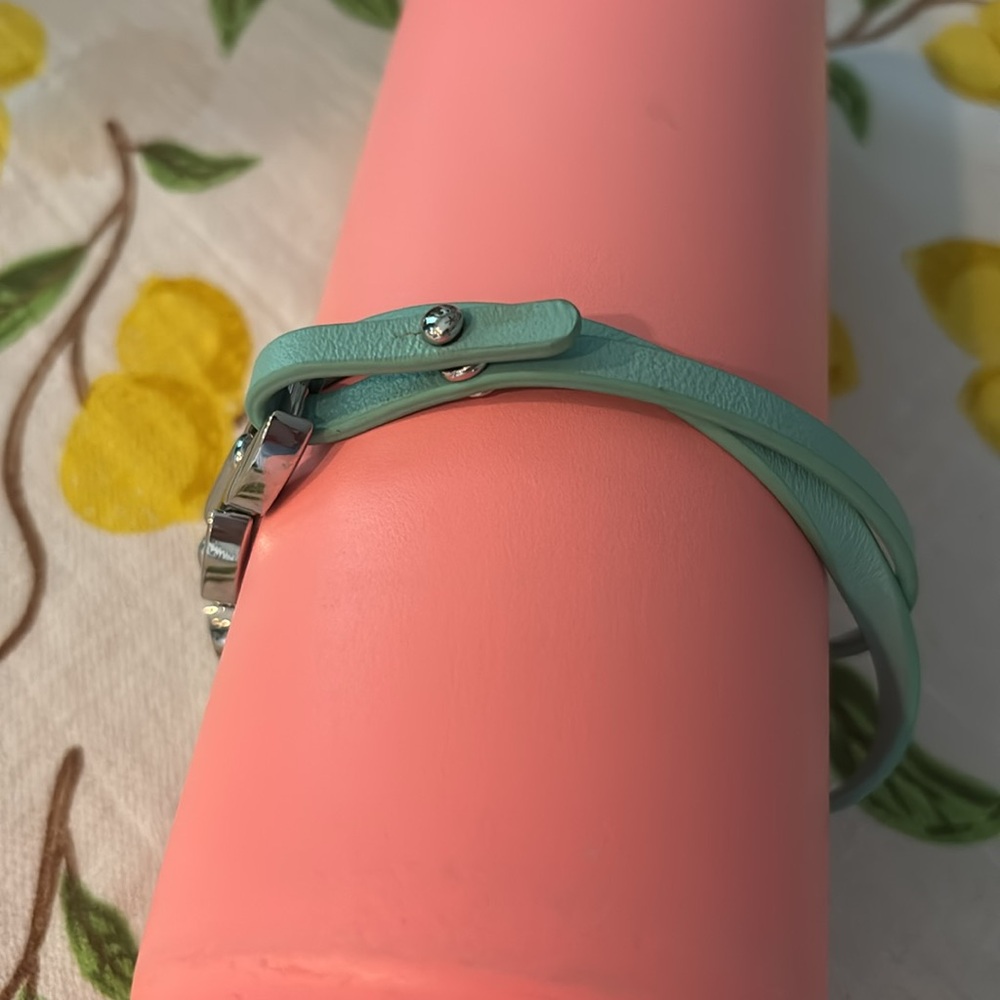Tory Burch Turquoise leather Silver chain wrap bracelet - Picture 8 of 10